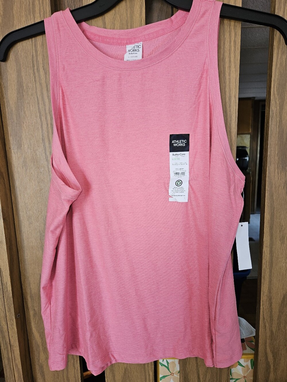 NWT Athletic Works ButterCore Sz L Pink Crew Neck Sleeveless Tank Top